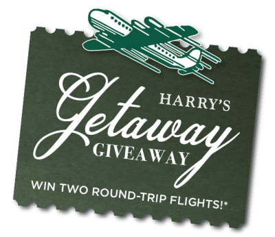 Harry's Getaway Giveaway! Win two rount-trip flights! Details below.